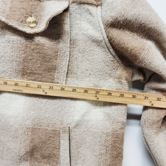 Ava & Viv Womens Plus Size Beige Plaid Button-Up Jacket Size 3X Fleece Lined - Picture 7 of 7